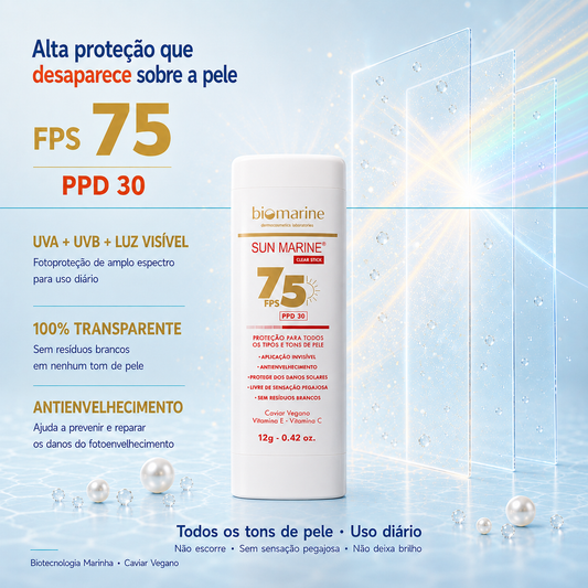 Protetor Solar Bastão Incolor Clear Stick FPS 75 - 12g