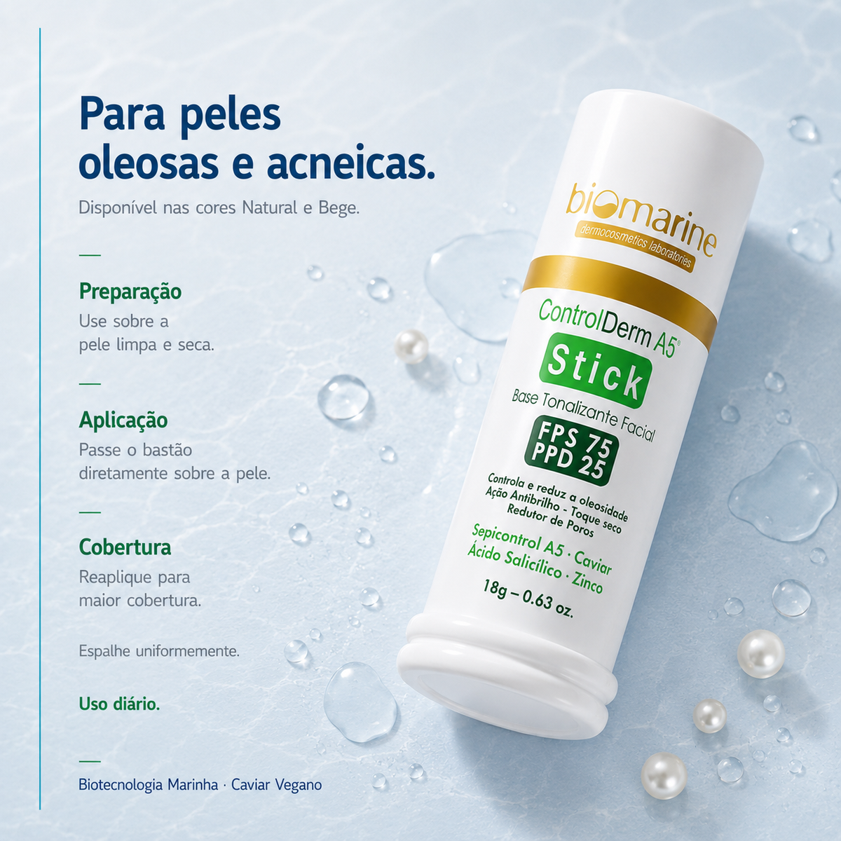 Protetor Solar Anti Acne Bastão Control Derm Stick FPS 75 - 18g