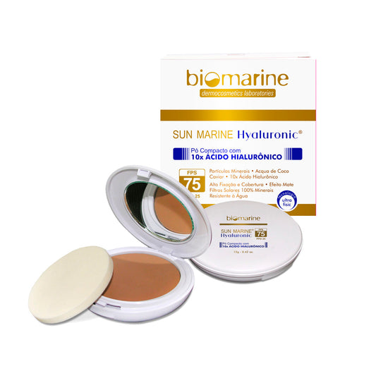 Protetor Solar Pó Compacto Sun Marine Hyaluronic FPS 75 Natural