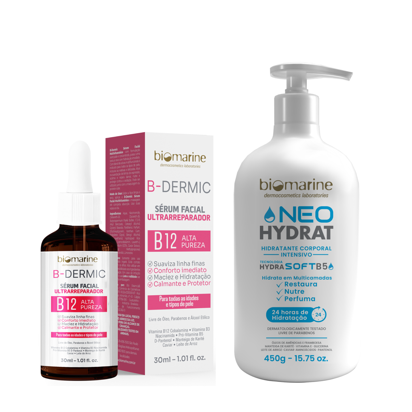 Combo Verão  – Sérum Ultrarreparador B-Dermic + Neo Hydrat Hidratação Corporal 24h