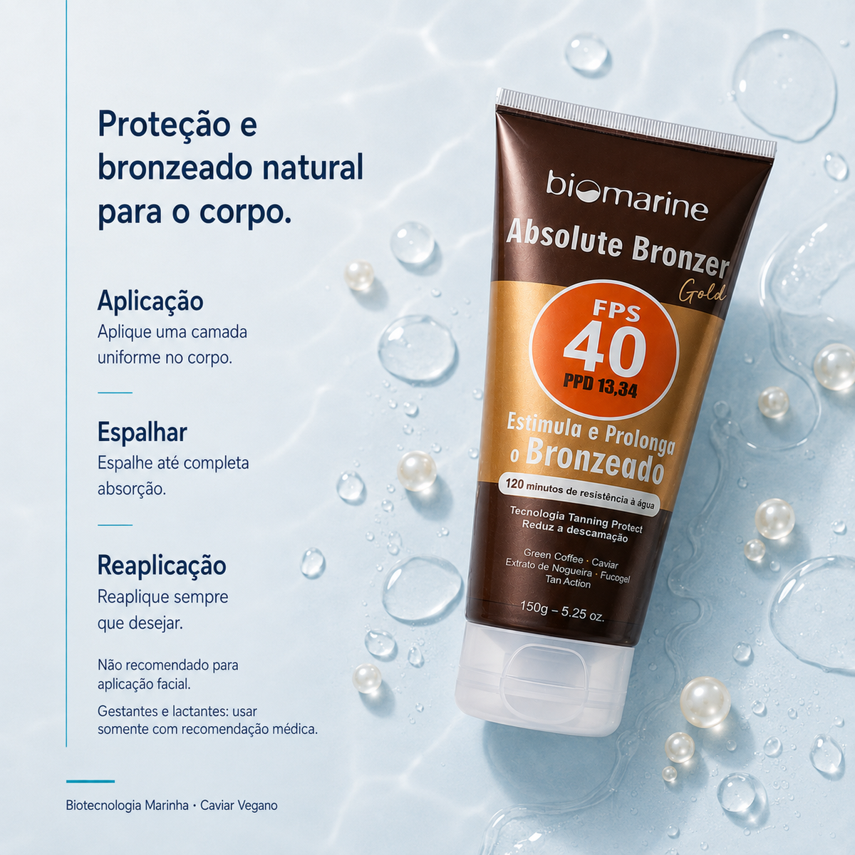 Protetor e Bronzeador Corporal Sun Marine FPS 40 Absolute Bronze 150g