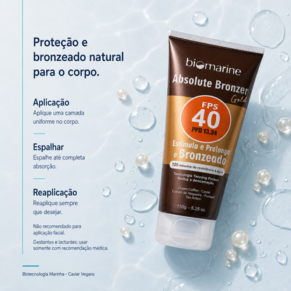 Protetor e Bronzeador Corporal Sun Marine FPS 40 Absolute Bronze 150g