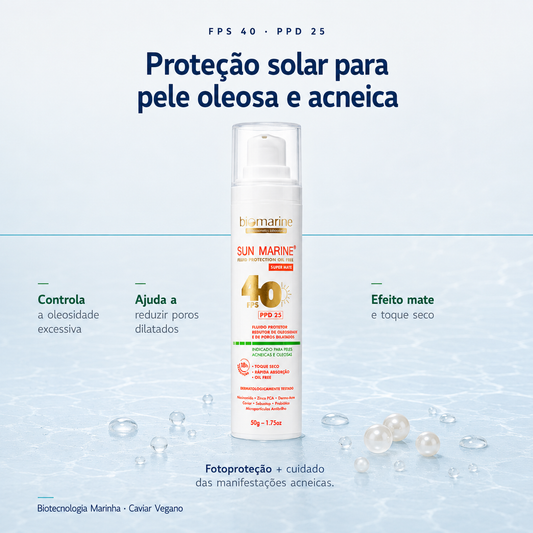Protetor Solar Facial Controlador de Oleosidade Sun Marine FPS 40 50g