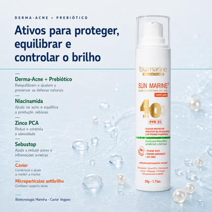 Protetor Solar Facial Controlador de Oleosidade Sun Marine FPS 40 50g