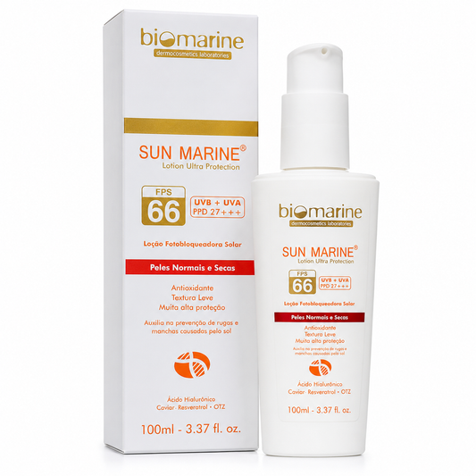 Protetor Solar Facial Antienvelhecimento Sun Marine FPS 66  100ml