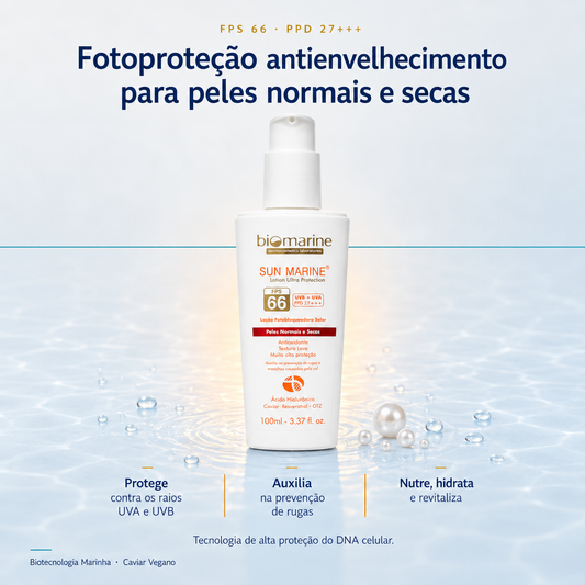 Protetor Solar Facial Antienvelhecimento Sun Marine FPS 66  100ml