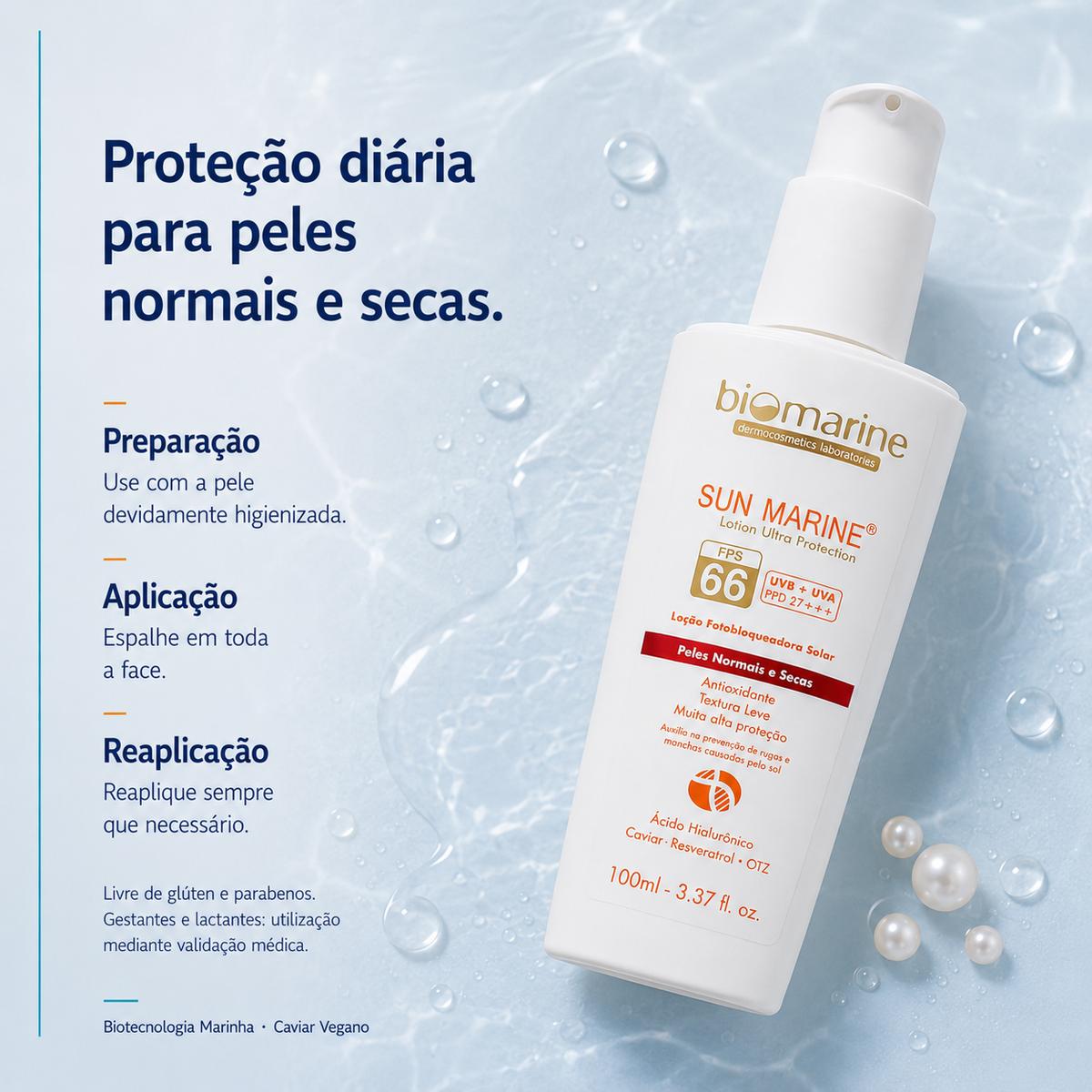 Protetor Solar Facial Antienvelhecimento Sun Marine FPS 66  100ml