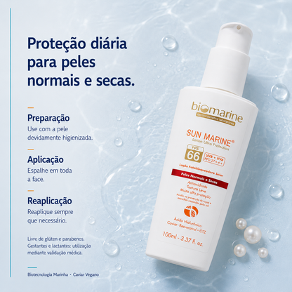 Protetor Solar Facial Antienvelhecimento Sun Marine FPS 66  100ml