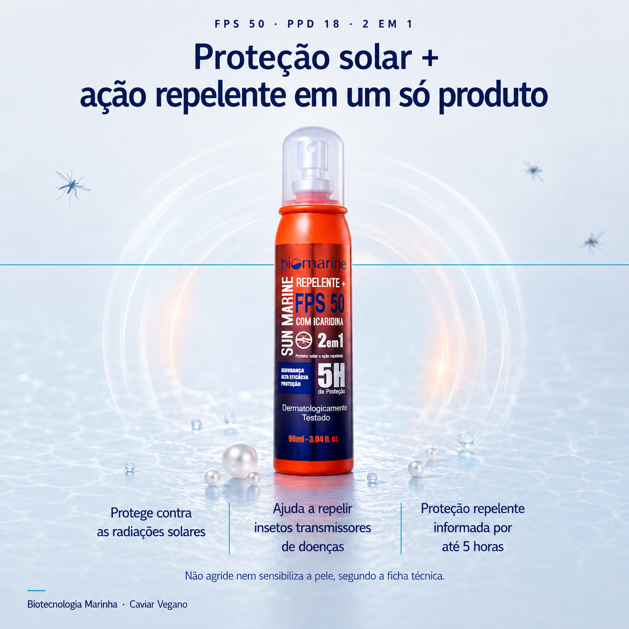 Protetor Solar e Repelente Icaridina Sun Marine FPS 50