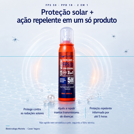 Protetor Solar e Repelente Icaridina Sun Marine FPS 50