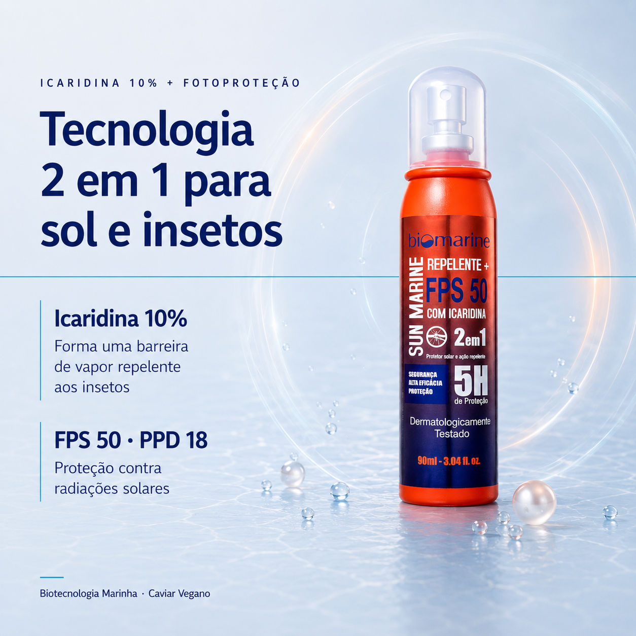 Protetor Solar e Repelente Icaridina Sun Marine FPS 50