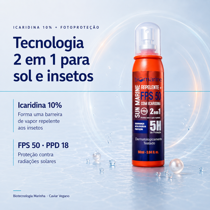 Protetor Solar e Repelente Icaridina Sun Marine FPS 50