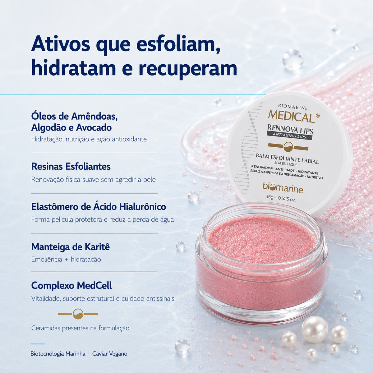 Esfoliante Labial Biomarine Medical Rennova Lips 15g