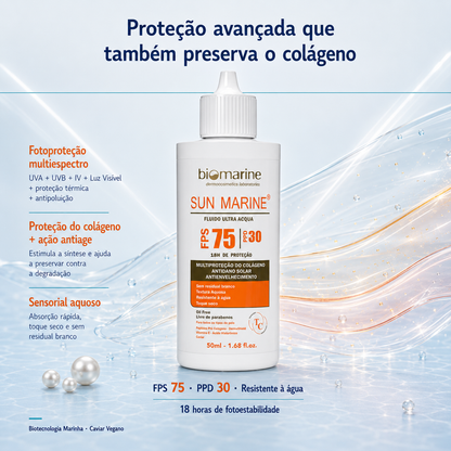 Protetor Solar Sun Marine Fluido Ultra Acqua FPS 75 50ml