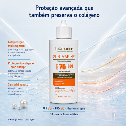 Protetor Solar Sun Marine Fluido Ultra Acqua FPS 75 50ml