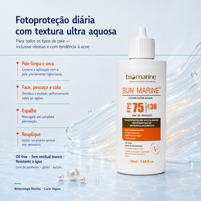 Protetor Solar Sun Marine Fluido Ultra Acqua FPS 75 50ml