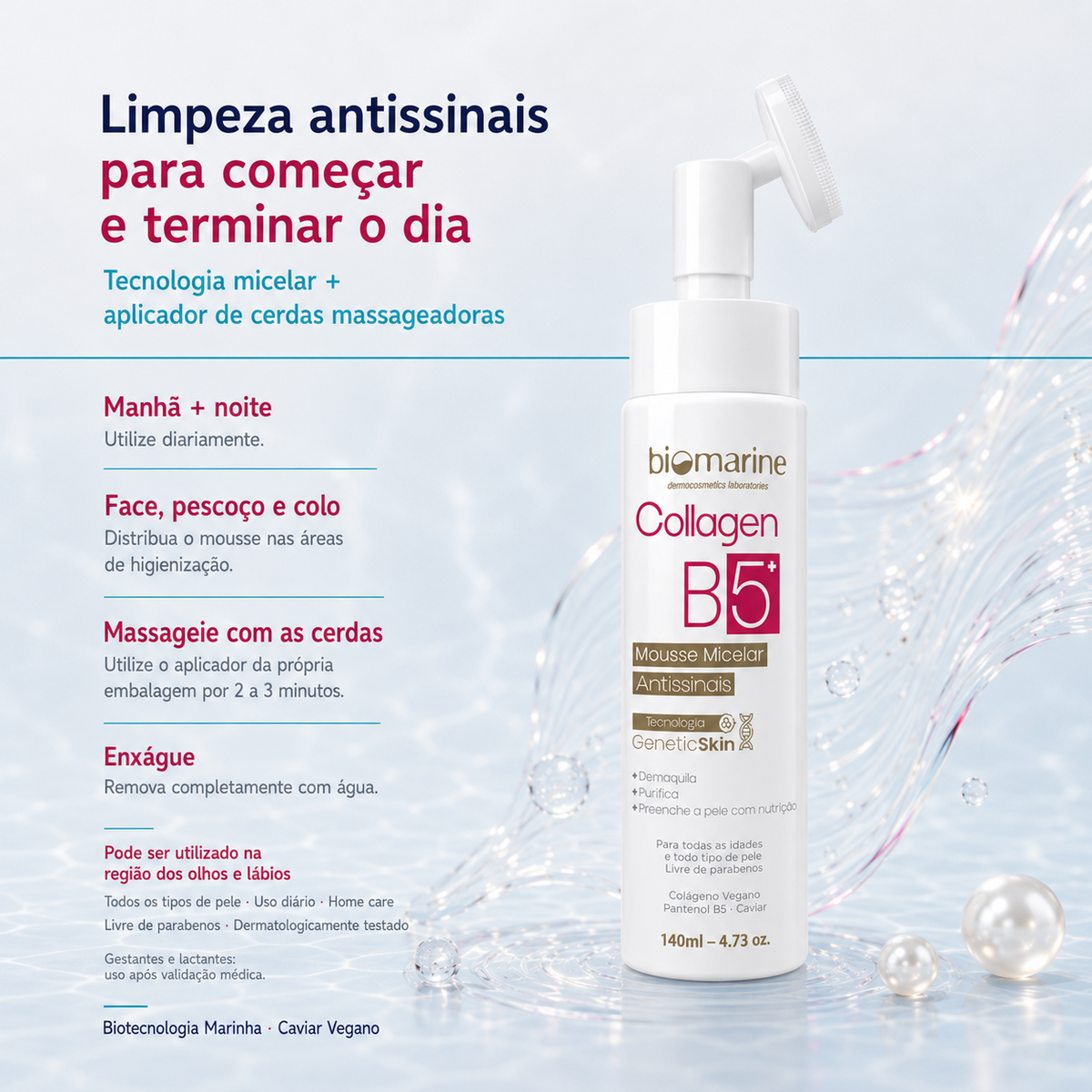 Sabonete Mousse Micelar Antissinais Collagen B5 140ml