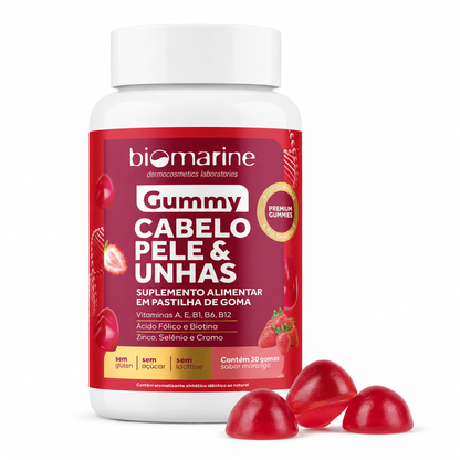 Gummy Cabelo, Pele & Unhas – Sabor Morango – 30 gomas