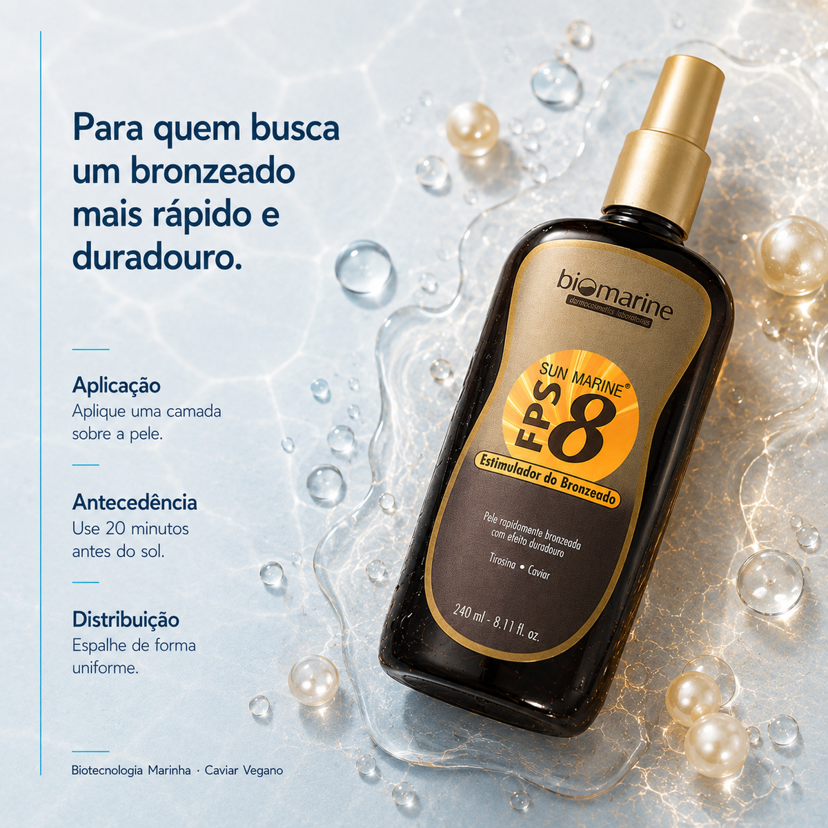 Estimulador de Bronzeado Corporal Sun Marine FPS 8 240ml