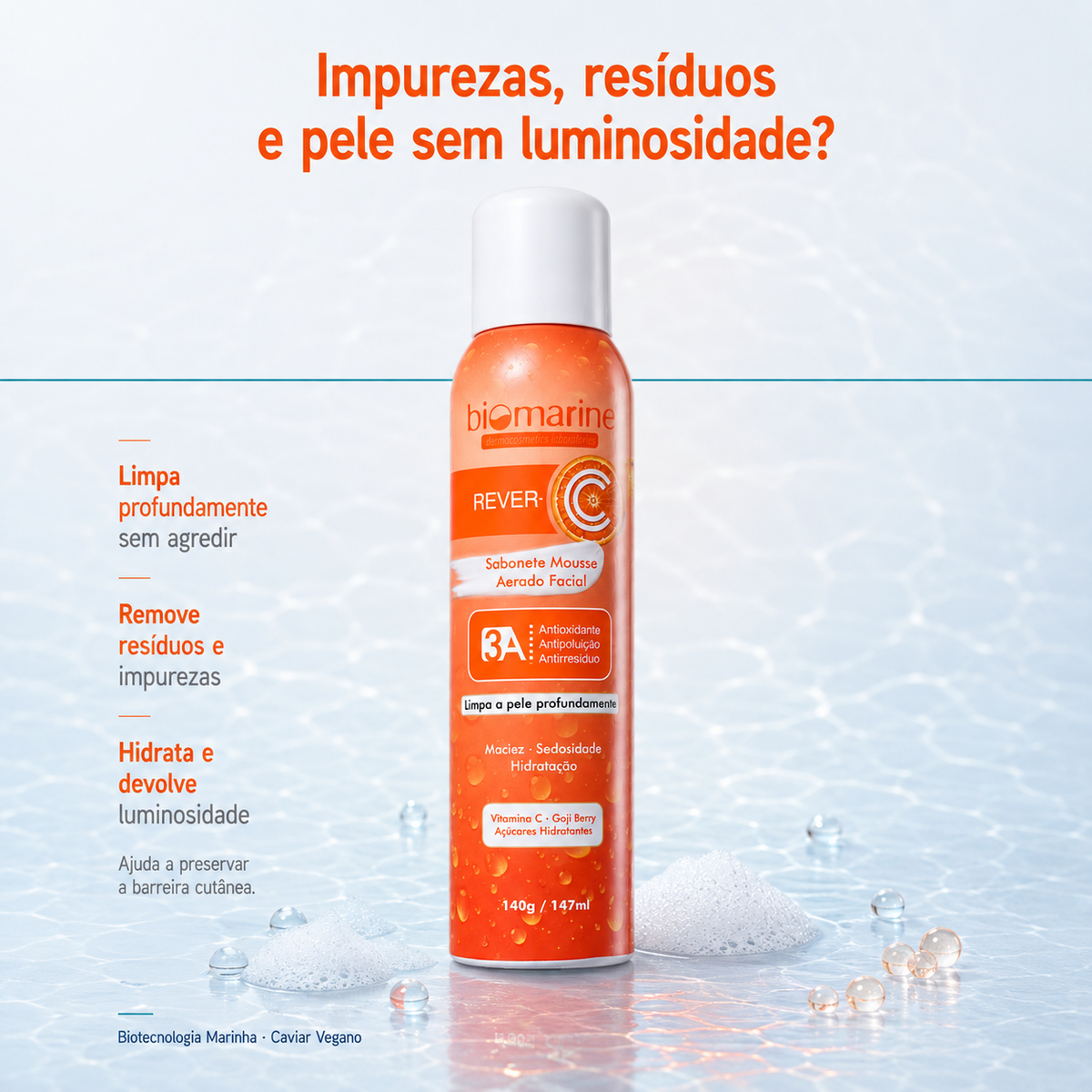 Sabonete Facial com Vitamina C Rever C Mousse 147ml