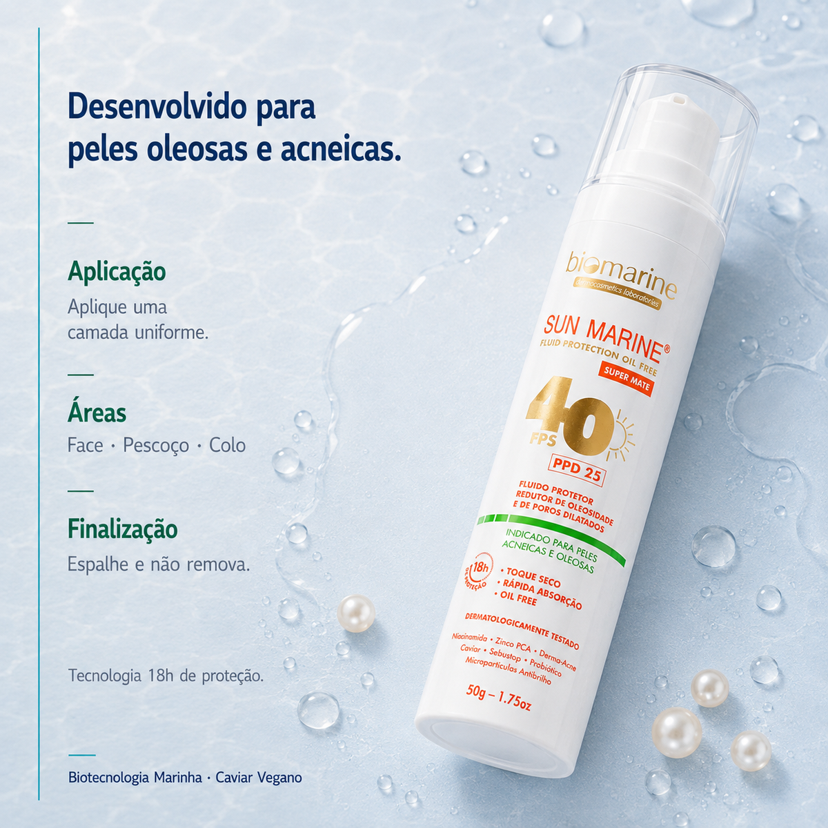 Protetor Solar Facial Controlador de Oleosidade Sun Marine FPS 40 50g