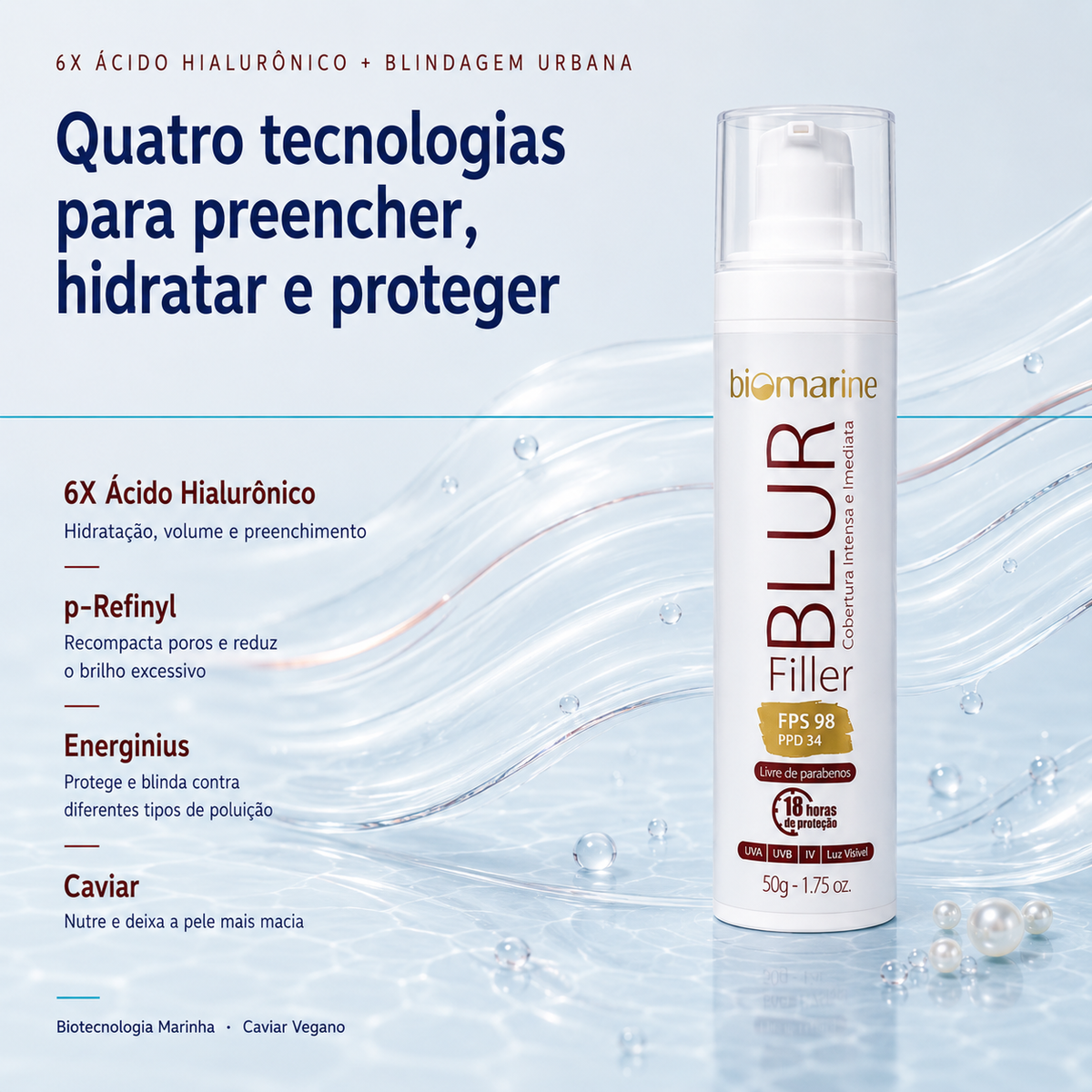 Protetor Solar com Cor Blur Filler FPS 98 - 50g