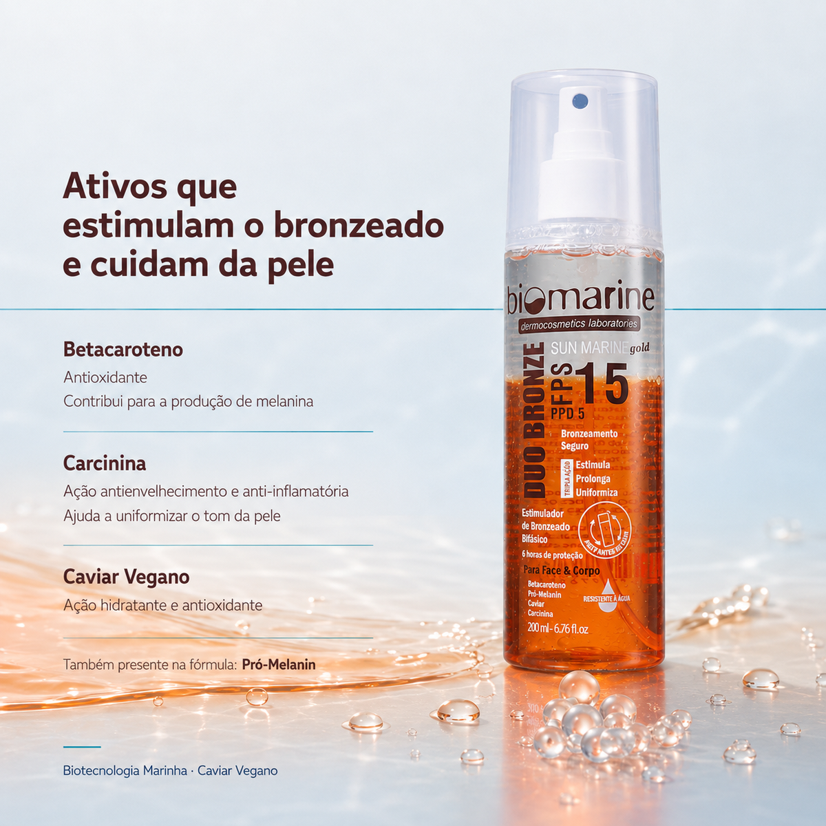 Bronzeador Bifásico Sun Marine Duo Bronze FPS 15 200g