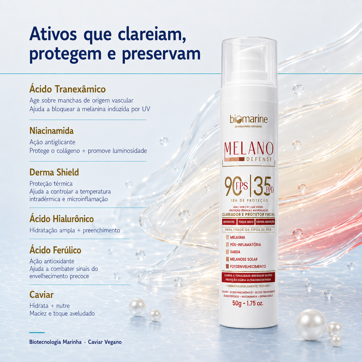 Protetor Solar e Clareador de Manchas Melano Defense FPS90 50g
