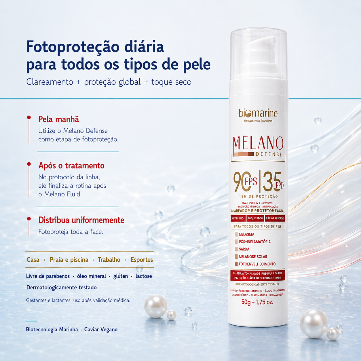 Protetor Solar e Clareador de Manchas Melano Defense FPS90 50g