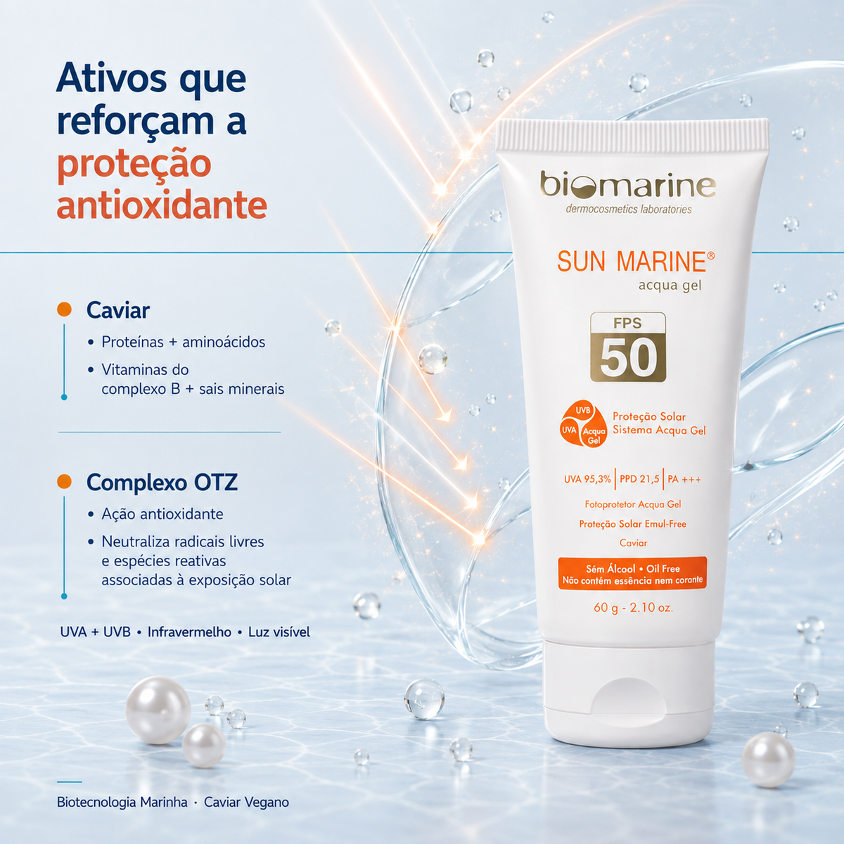 Gel Protetor Solar Facial Sun Marine Acqua FPS 50 60g
