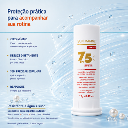Protetor Solar Bastão Incolor  Clear Stick FPS 75 - 12g