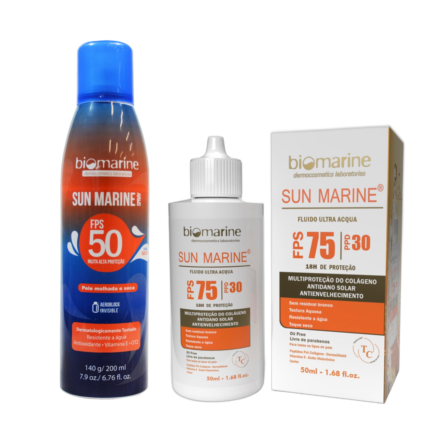 Combo Verão – Proteção Solar Corporal FPS 50 Aerosol + Proteção Facial Ultra Acqua FPS 75