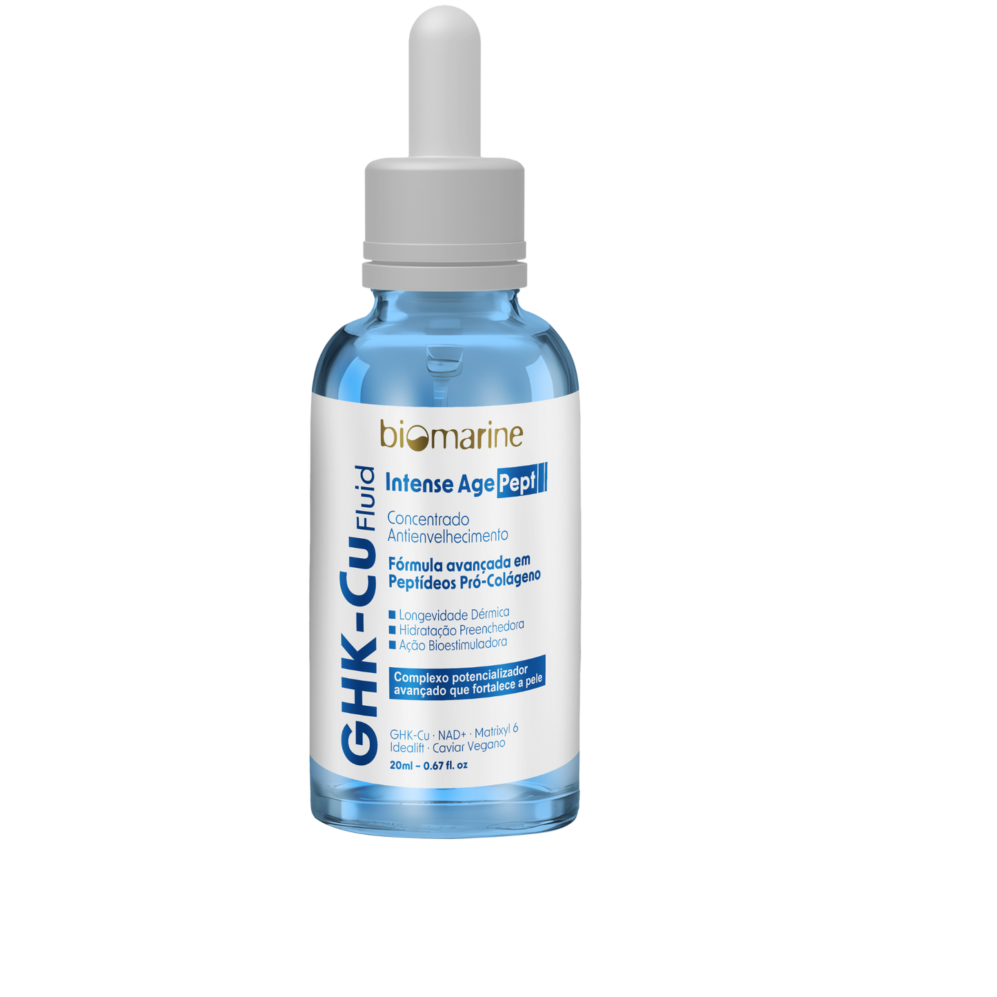 Intense Age Pept GHK-Cu Fluid Anti-Idade com Peptídeos Pró-Colágeno e NAD+ 20ml