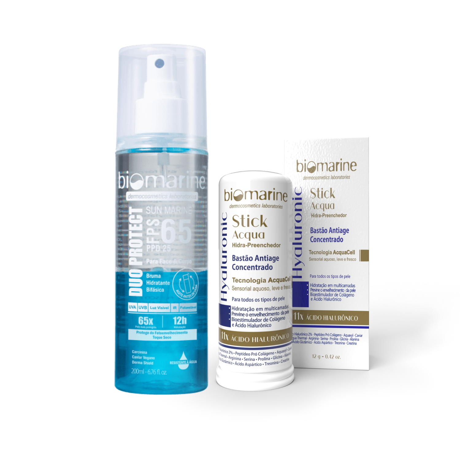 Combo Verão – Proteção Solar FPS 65 + Hidratação Antiage com Ácido Hialurônico