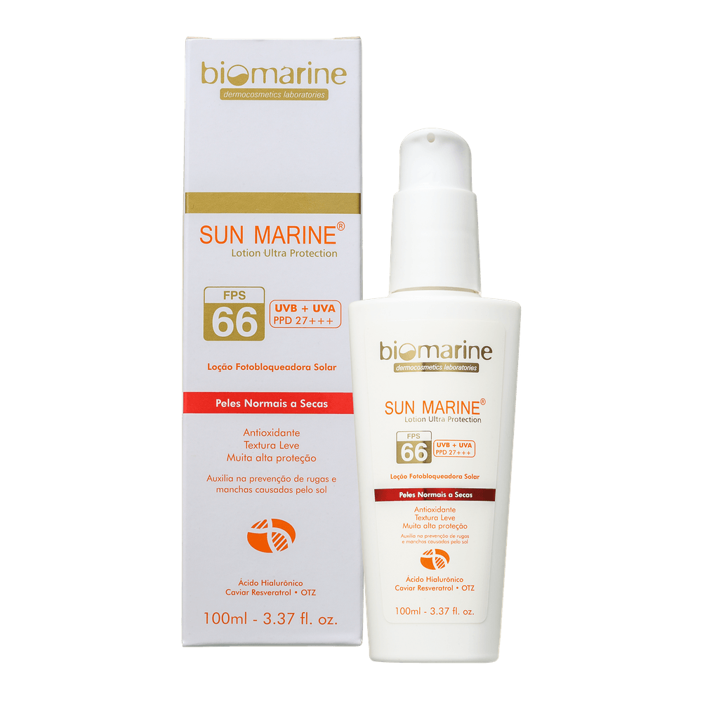Protetor Solar Facial Antienvelhecimento Sun Marine FPS 66  100ml