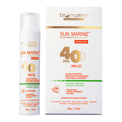 Protetor Solar Facial Controlador de Oleosidade Sun Marine FPS 40 50g