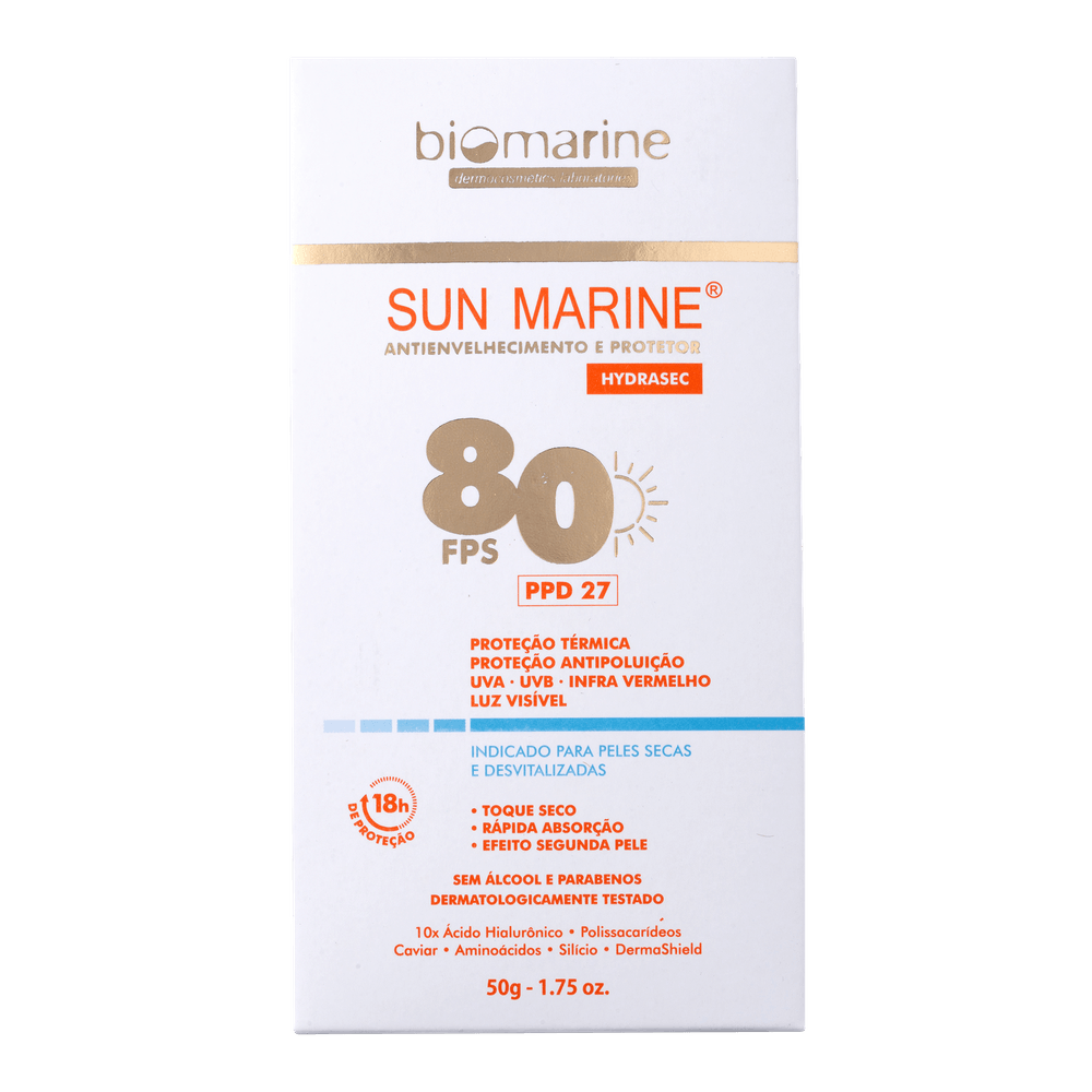 Protetor Solar Facial Sun Marine FPS 80 50g